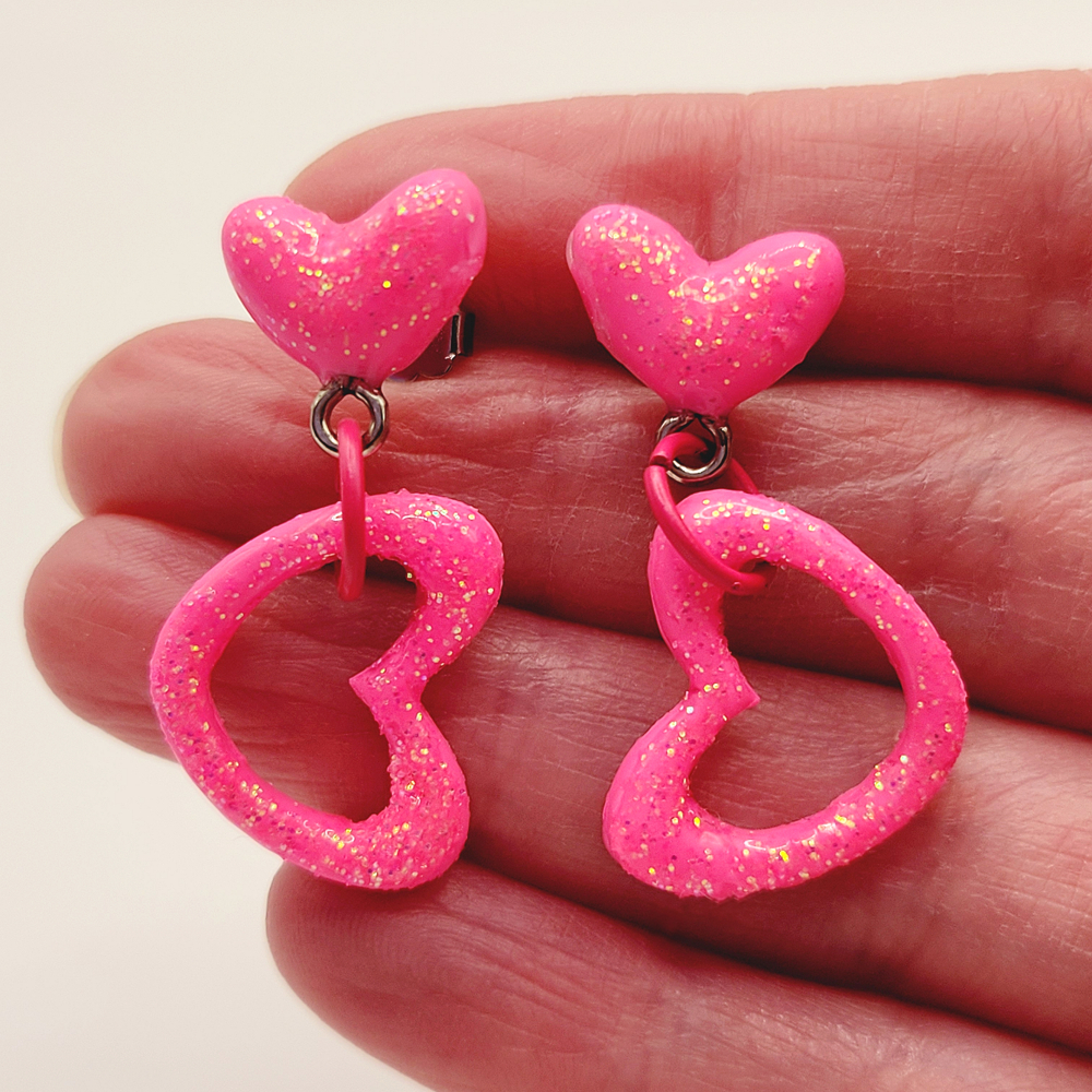 Valentine Heart Glitter Pink Dangles 1.jpg